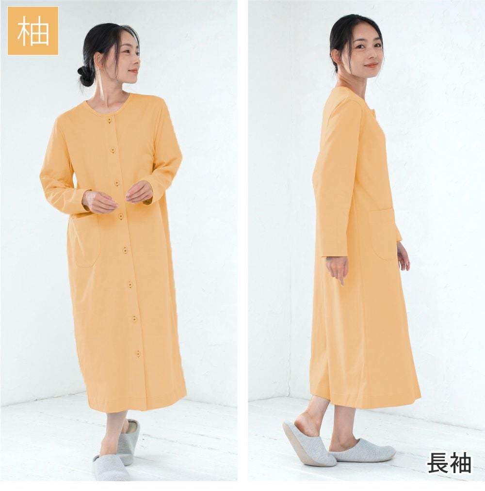 受注生産商品】レディース ネグリジェ 選べる袖丈 前開き 衿なし