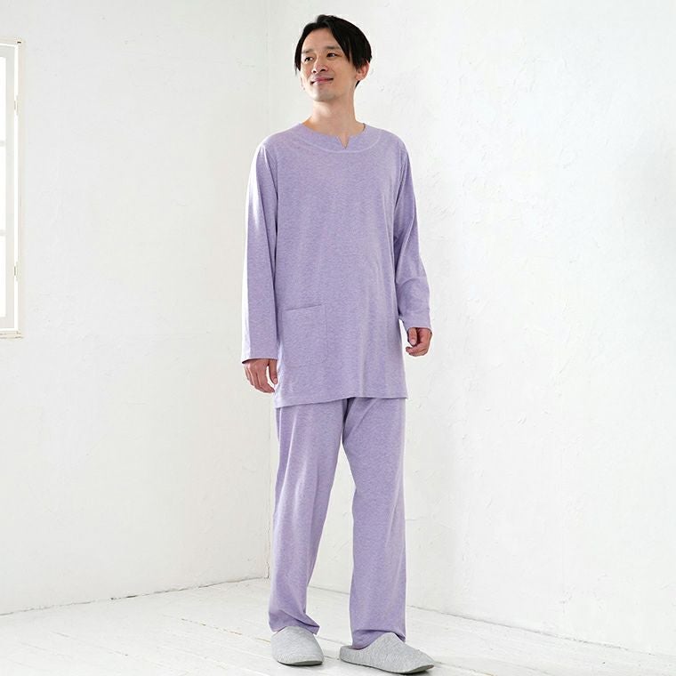 メンズ / レディース パジャマ 長袖 かぶり 丸首 オーガニックコットン